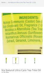 Via Natural Tea Tree Oil dilution setup for safe blends