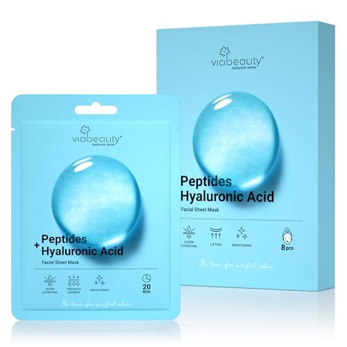 VIABEAUTY 8-pack box of hyaluronic acid masks ready for deep hydration at home
