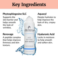 Vibriance body serum being applied to forearm for daily moisturizing.