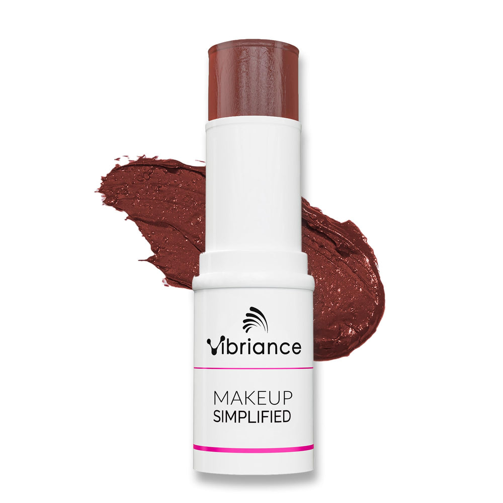 Vibriance Cream Blush Stick applying blush for a natural, radiant glow