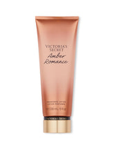 Victoria's Secret Amber Romance Nourishing Lotion bottle showing rich amber scent and skin-softening feel