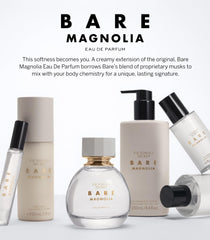 Victoria's Secret Bare Magnolia Fragrance Mist label closeup highlighting orange flower and vanilla musk notes.