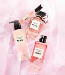 Victoria's Secret Noir Tease perfume collection close-up reveals refined bottle design.
