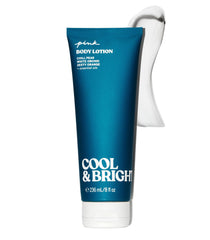 Victoria's Secret Pink Cool and Bright fragrance lotion bottle pour highlights refreshing application