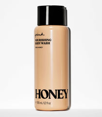 Victoria's Secret Pink Honey Nourishing Gel Body Wash foam closeup with bubbly texture.