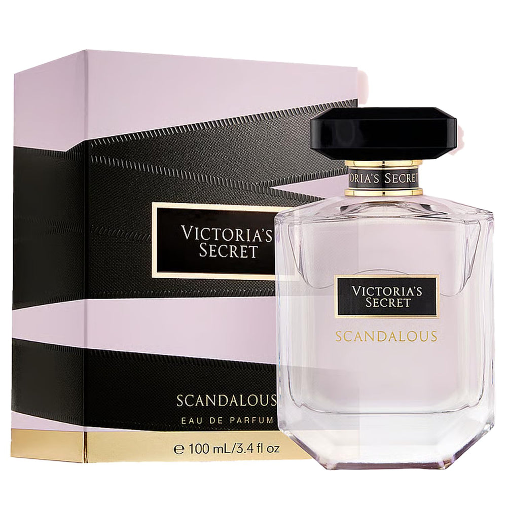 Victoria's Secret Scandalous bottle front view, bold fruity floral fragrance for evening wear.