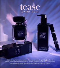 Victoria's Secret Tease Candy Noir note raspberry close-up highlights raspberry glaze for gloss.