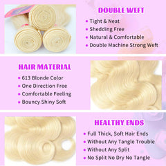 VICYAO 613 virgin Brazilian hair bundles offer premium, unprocessed texture.