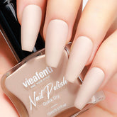 Vieafenti Matte Nude nail polish bottle closeup showing velvet matte finish for chic at-home manicures.