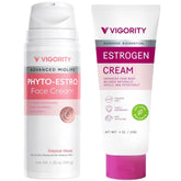 Vigority menopause face cream pump bottle close-up for easy daily use.