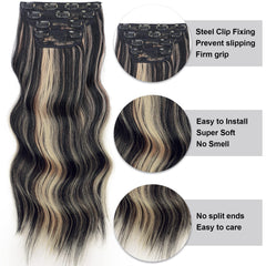 Vigorous invisible lace weft clip-ins blend seamlessly with natural hair