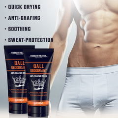 Anti-chafing benefits with soothing ingredients and moisture absorption.