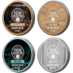 Viking Revolution beard balm Coffee & Whiskey jar for conditioning and shaping a smooth beard all day.