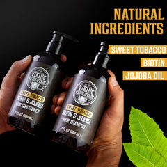 Viking Revolution Biotin-Jojoba-Olive oil ingredients label highlights natural care for hair health.