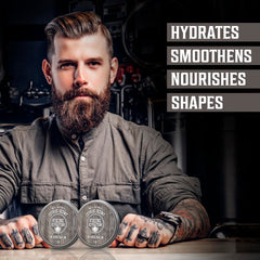 Viking Revolution Citrus Beard Balm application showing pea-sized amount for easy styling
