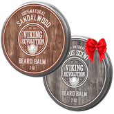 Viking Revolution beard balm jar showing textured balm for grooming