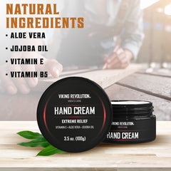 Viking Revolution hand cream texture shows lightweight, non-greasy feel during use.
