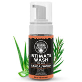 Viking Revolution mens intimate wash bottle-foam showing rich cleansing lather.