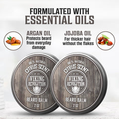 Viking Revolution natural ingredients label highlights argan oil and jojoba for shine