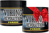 Viking Revolution Pomade jar offers a strong hold for classic slick hairstyles.