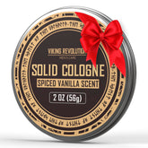 Viking Revolution spiced vanilla solid cologne bar for quick, mess-free application.