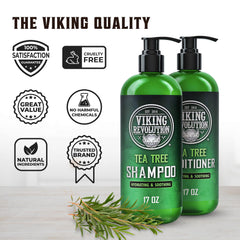 Viking Revolution Tea Tree Shampoo lather shown during washing.