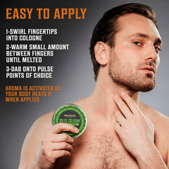 Viking Revolution travel-size bergamot solid cologne for use on the go.