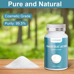 Viktairy Salicylic Acid powder dissolving in solvent for even formula integration.