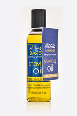 Village Barber Shaving Oil pour action shows easy application for prep.