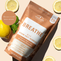 Village Naturals Therapy Breathe ingredients including Echinacea and Ginger for revitalizing soak