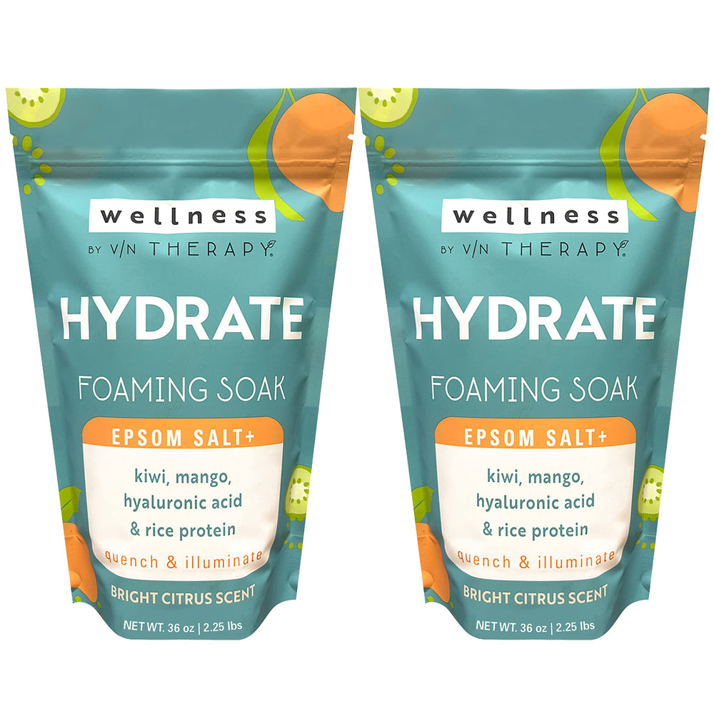 Village Naturals Therapy Hydrate foaming bath soak bubbles for a relaxing citrus bath