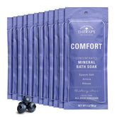 Village Naturals Therapy Comfort Bath Soak blueberry citrus 12-pack ready for quick relaxation.