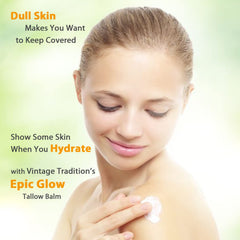 Vintage Tradition Epic Glow myrrh oil bottle adds warm aroma for soothing routines.