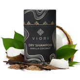 Viori Dry Shampoo Powder Vanilla Coconut bottle aids quick refresh between washes.