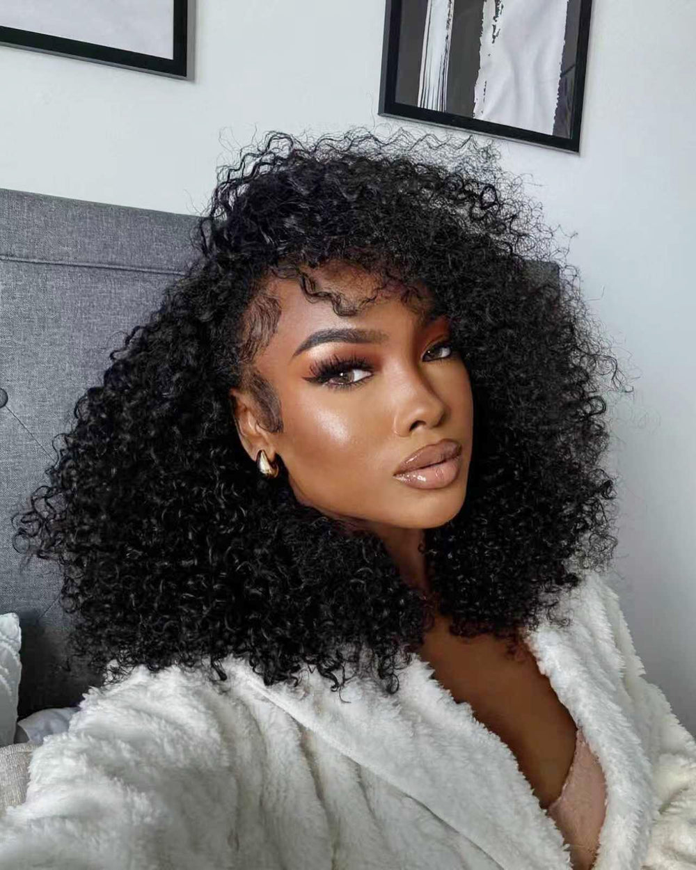 Virginess kinky curly half wig 16in with drawstring cap for secure comfort.