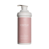 Virtue Smooth Conditioner bottle label highlighting frizz control benefits.