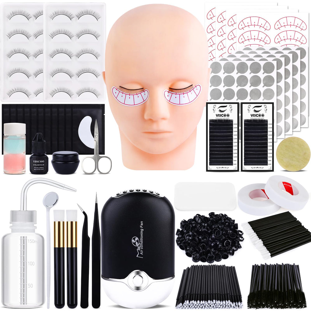 VISCOO eyelash extension kit mannequin head for realistic practice sessions