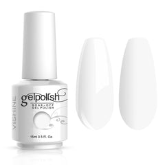 Vishine Gelpolish Pure White bottle showing a crisp French-tip friendly shade