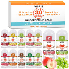 VISRIE SPF 30 lip balm tube front view offering sun protection and hydration.