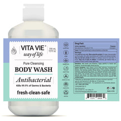 Vita Vie Body Wash lather close-up shows creamy texture and gentle cleansing.
