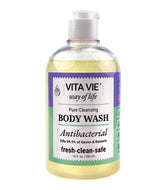 Vita Vie lemon body wash bottle offers a refreshing cleanse for hands and forearms.