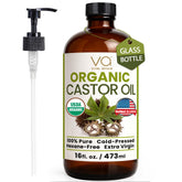 VITAL AFFAIR castor oil bottle with pump for easy, mess-free application.