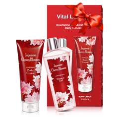 Vital Luxury Japanese Cherry Blossom Shower Gel bottle highlighting hydrating formula