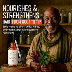 Vital Strands Batana Oil being applied before shampoo for deep conditioning.