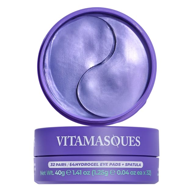 Vitamasques lavender hydrogel eye pads close-up for soothing under-eye care.