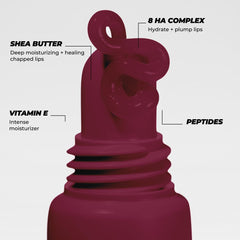 Creamy Berry Jam balm swatch on lips showing a tint.