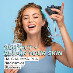 Vitamasques Niacinamide Blueberry Face Mask apply-on-face demonstrates easy wear