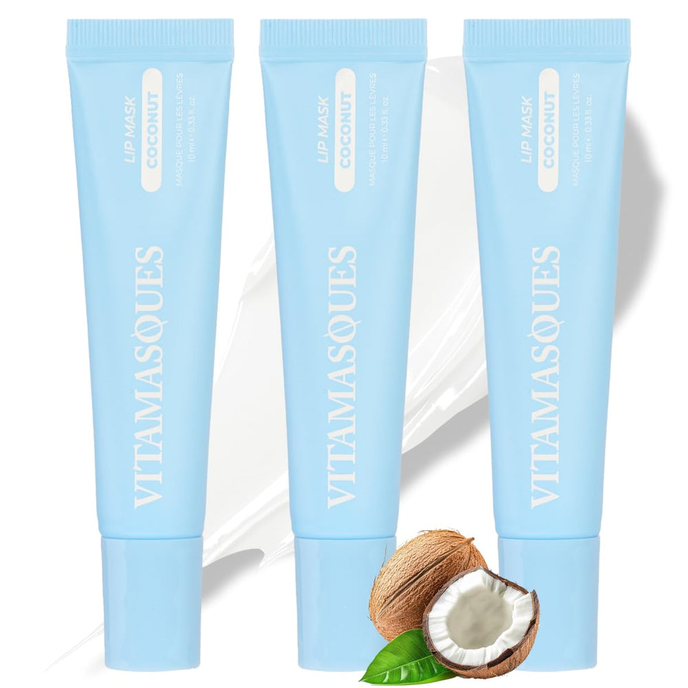 Vitamasques Overnight Lip Mask closeup with tube, hydrating formula for smoother lips.