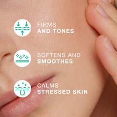 Vitamins and Sea Beauty serum being swept onto skin for soothing calm.