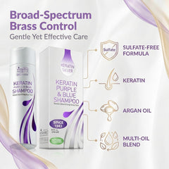 VITAMINS keratin purple shampoo for silver-gray hair tones on wet strands